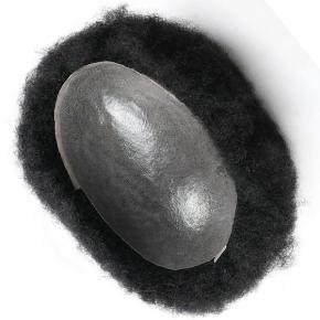 Thin skin human hair Afro hair style full poly skin base  blonde black hair S041 