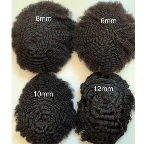 Afro curl men hair system  human hair 6mm 8mm 10mm 12mmAfro hair style S042