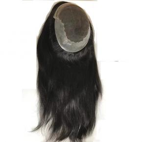 Stock hot sale Q6 base women topper straight human hair  replacement   S046