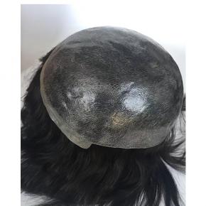 Hot selling injected Thin skin toupee replacment injected pu #1 jet black S056 