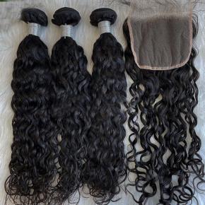 Remy natural wave virgin bundles with HD Closure Frontal natural black  Q82