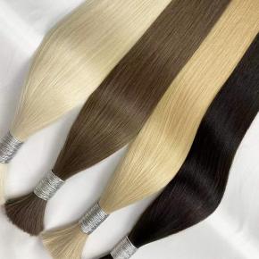 Factory Price Real Human Hair  bulk Top Quality Color Silky Straight Bulk Hair Q120