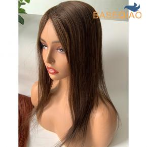  14inch Fine mono Human hair topper Clip in hair pieces brown hair  S149