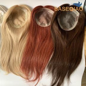  Mono Topper ASH Blonde hair Wholesale raw Virgin human hair Lady hair pieces S150