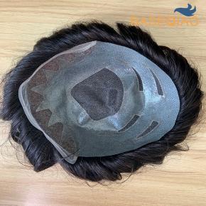 Hot sell  4 Hole  men toupee Top lace  with frontal lace Medium density  Q154 