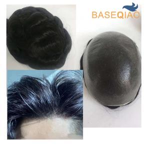 Toupee hair system thin skin pu base  human hair for men  invisible knots   S165