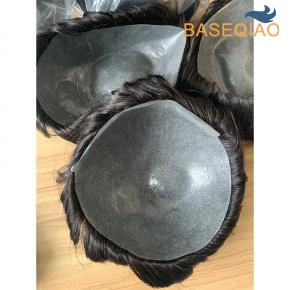 Full pu base Thin skin human hair pieces hair replacement 