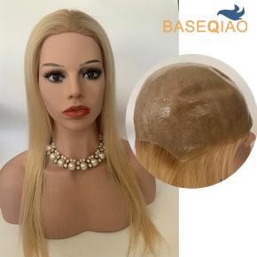 Premium Quality Thin Skin PU Wig with Human Hair for a Natural Look  rooted blonde color  Q198