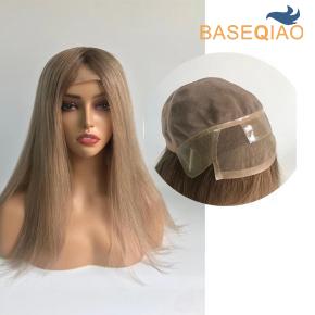 Wholesale custom women mono lace human blonde wig hair replacements  system wig  Q204