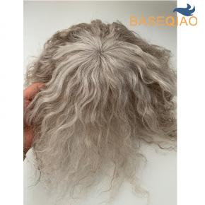 Full Swiss lace male hair toupee #60 #60ry Human hair white grey hair pieces S7152