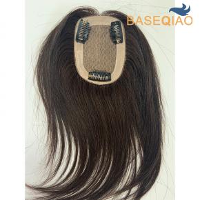 Soft silk base  3x5inch 10inch natural black Human hair women topper  Q213