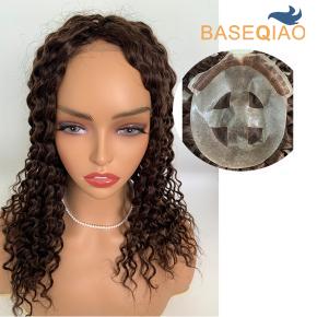 Wholesale factory women topper lace front with pu handtied  virgin human hair  #2 S217