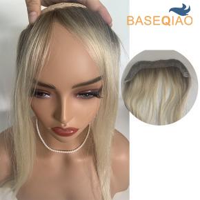 Thinskin frontal Rooted blonde human hair pieces hairline pu units knotted D231