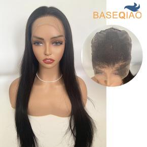  Full lace Human hair wig Straight natural black hair with baby hair    Q232