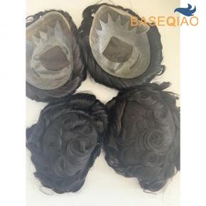 High quality 4 Hole  men toupee  mono clear pu hair replacement lace frontal  D203