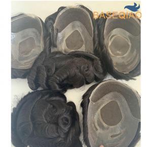 Wholesale high quality cheap human hair toupee front lace mono top 4 hole D203