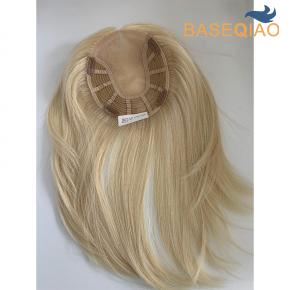 Stock Monofilament toppers for thinning hair clip in human hair women base blonde  S244