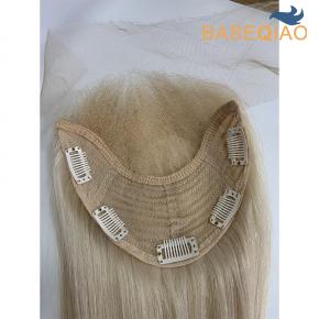 Lace Front with weft back toppers Blonde color top  human hair   S245