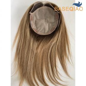 Human hair silk base topper ombre blonde hair human hair closure wig Q102-249