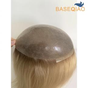 Injected  Thin skin topper for women  silk hair piece  rooted blonde Human hair toppers #8T25  S040-251