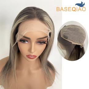 Wholesale 13x4 transparent lace front wig High quality  Human hair wig mix color  D218