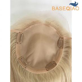 Blonde Elegance Silk Base Top with Lace Front Human Hair Women's Hairpiece D226Q102