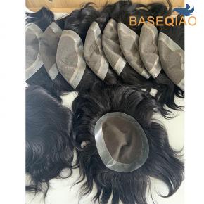 Australia men toupee lace with pu perimeter human hair system  D228