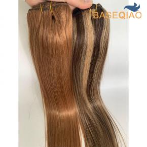 Human hair clip in hair extensions  soft human hair double drawn  #30 #P4/27  Q262