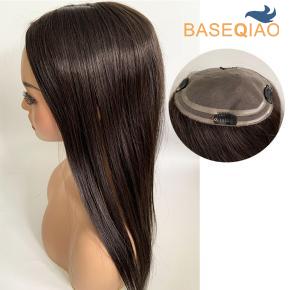  Popular hair patch  human hair mono topper clip in women toupee #1B S079-266