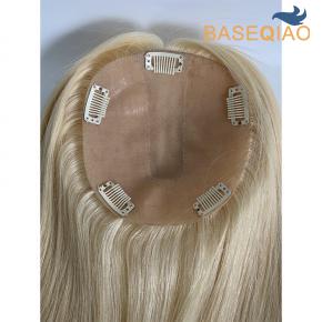 15x16cm injected silk base  thin skin silk part toppers Human hair blonde    Q162-268