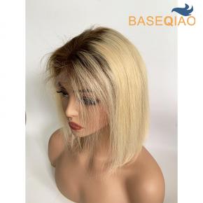   Ombre blonde Bob wig short lace front wig pre plucked  Human hair wig  Q269