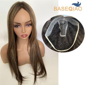   Fishnet human hair toupee  with clips  for women D192 -271