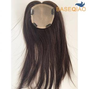 Full silk base with clips in human hair topper wholesale  S111-283