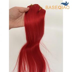 100 human hair remy full length clip in hair extension hair weave red   Q292