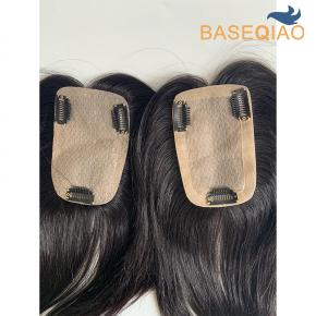 Silk base women topper 3x5 natural black human hair   Q173-2