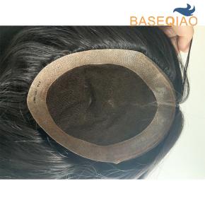 Human hair lace with pu around base 1b straight hair  S300