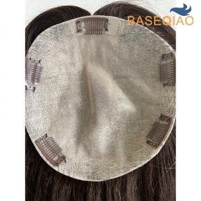 Customized injected silk base human hair toppers brown hair 7x7inch Q162-307