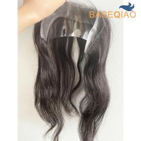  Thin skin knotted frontal hairline natural black human hair for thinning hair 13x1 14inch S314