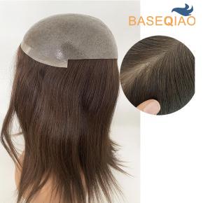 Thin skin pu base injected human hair women topper   #4 14inch  7x9inch    S040-319