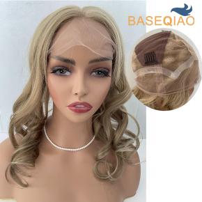   4x4 inch silk base full lace wig transparent lace wig slight wave higlight blonde  D298