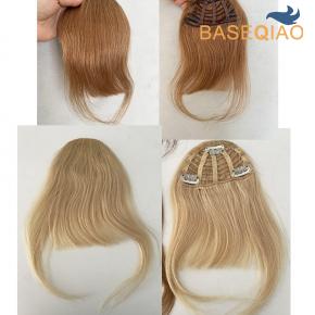 Human hair bangs clip in black brown blonde colors in stock   S167-333