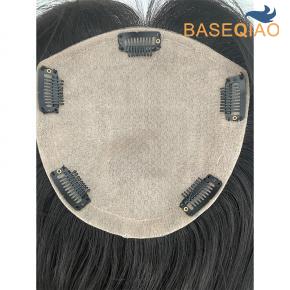 Injected silk base natural black virgin human hair topper 6.4x6.4  Q173 -337