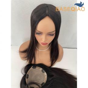 Raw Virgin human  hair silk base toppers silk hair piece natural black hair S111-338