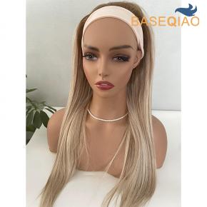 Human hair wig Highlight blonde Headband   Women wig machine made wig  8inch D351