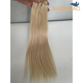 Natural silky  human hair weft blonde colors women hair extensions #613 20inch D374