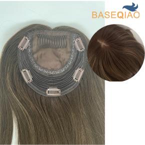 High quality  raw human hair silk base topepr women human hair jewish topper  Q077-D382 