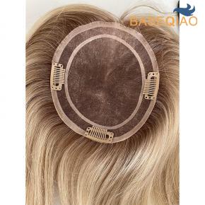  Mono lace with pu around topper human hair  for women hair pieces 5.5x6 D387