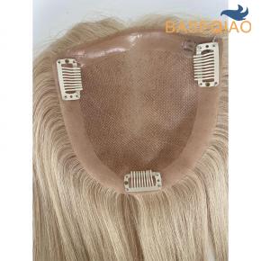 Mono lace human hair blonde hair topper straight hair toppers14x16cm 4.7x5 in stock  D398Q347