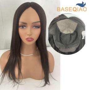 Silk base human hair wig natural black Virgin hair silk top women wigs in stock  5x6inch silk D441