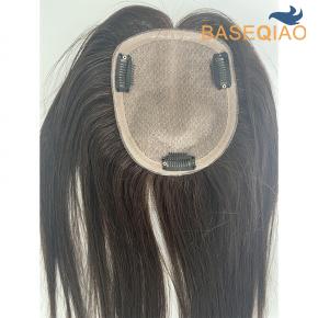 Soft silk base  11x13cm 12inch natural black Human hair women Silk base topper #4 Q213 -4